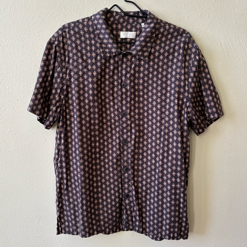 7 For All Mankind Black and Brown Patterned Shirt